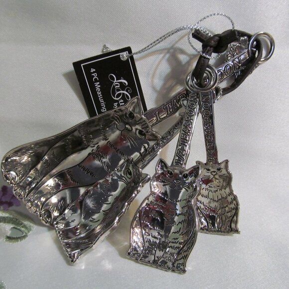 Ganz 4 Piece Metal Measuring Spoon Set Cats New in Box - Picture 1 of 14